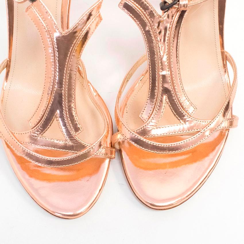 Bottega Veneta Metallic Rose Gold Heels US 8.5 In Good Condition In London, GB