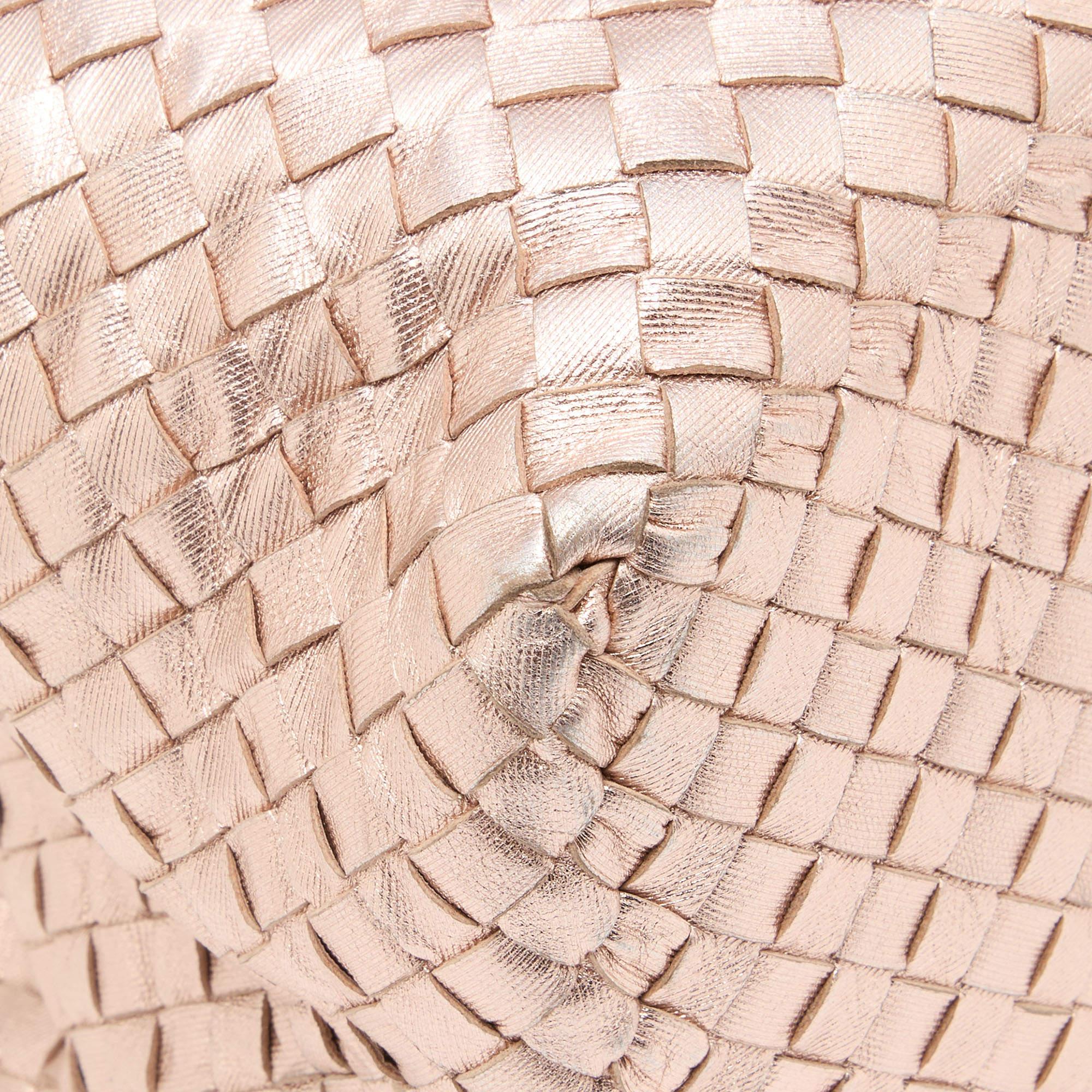 Bottega Veneta Metallic Rose Gold Intrecciato Leather Cesta Tote 6