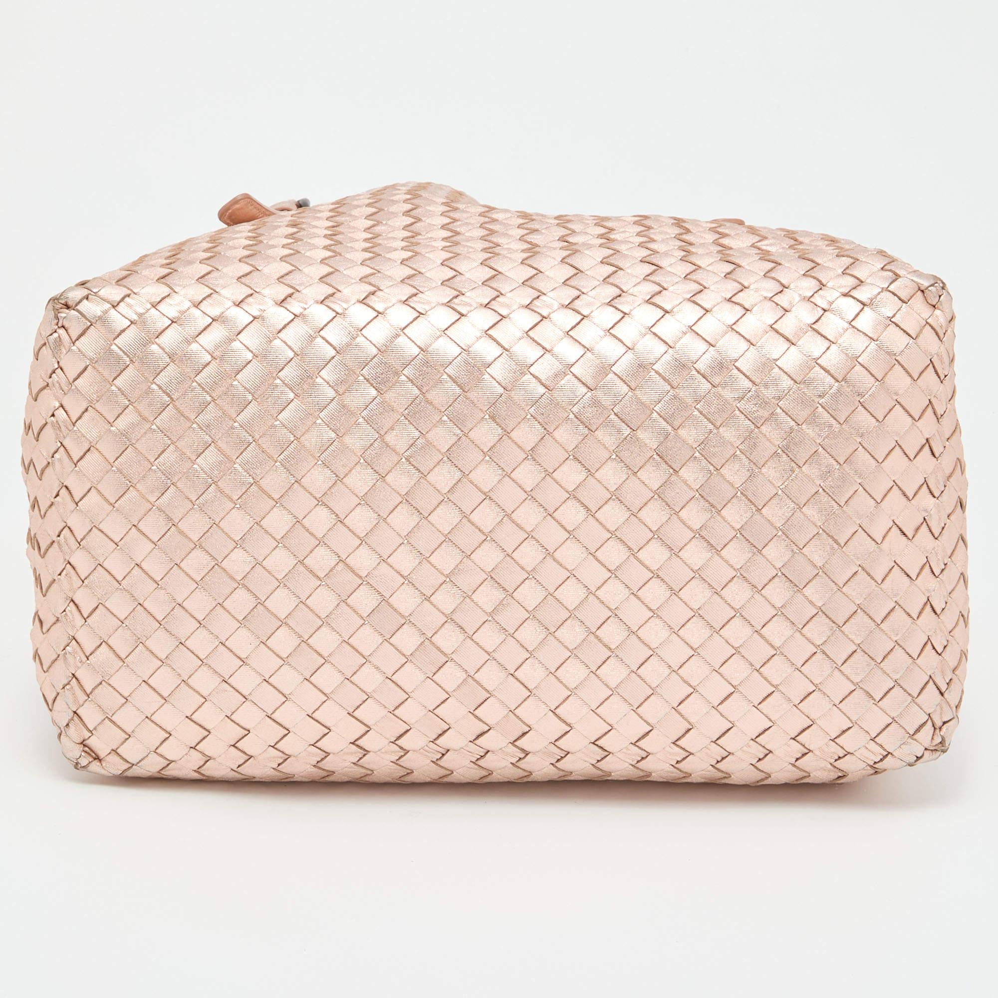Bottega Veneta Metallic Rose Gold Intrecciato Leather Cesta Tote 1
