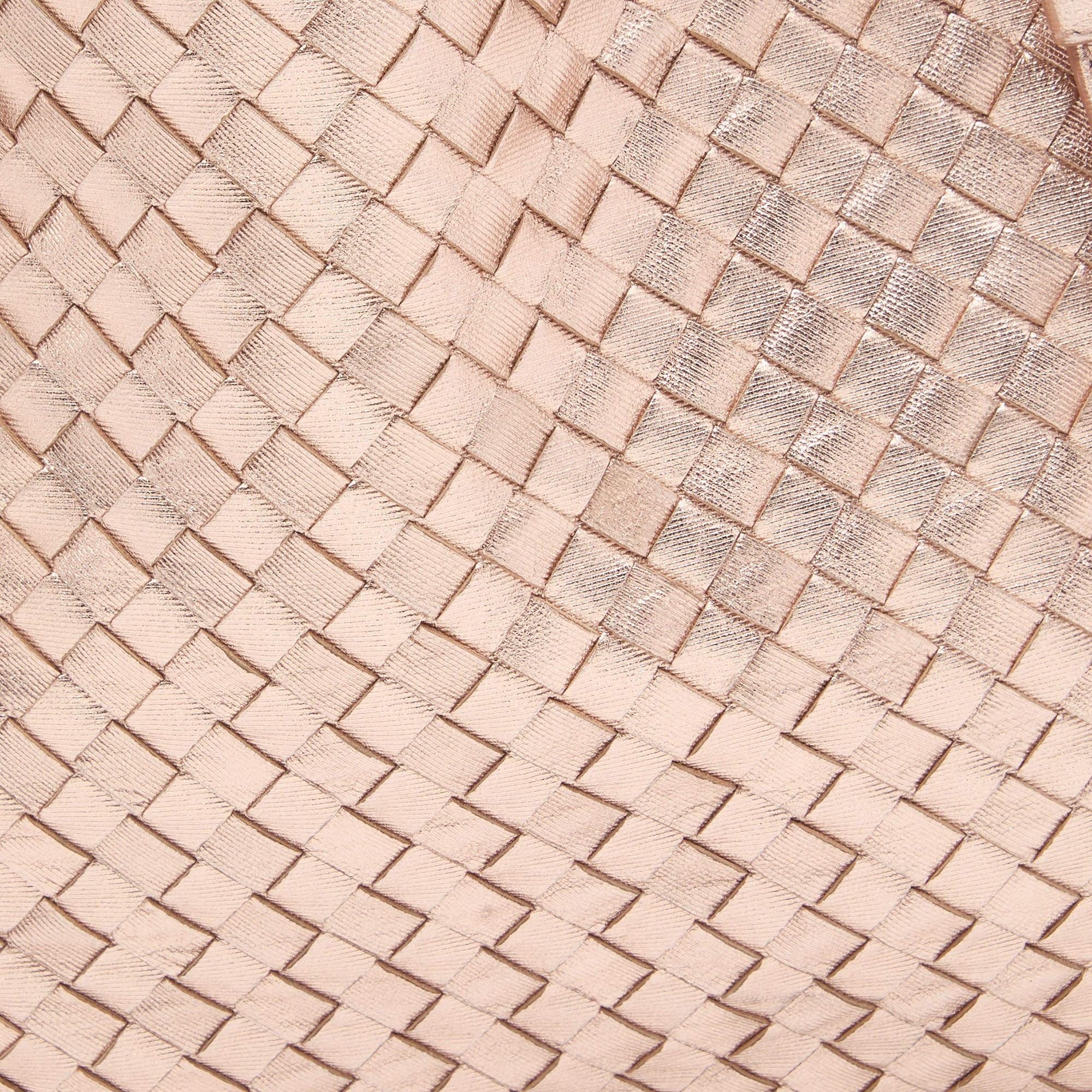 Bottega Veneta Metallic Rose Gold Intrecciato Leather Cesta Tote 2