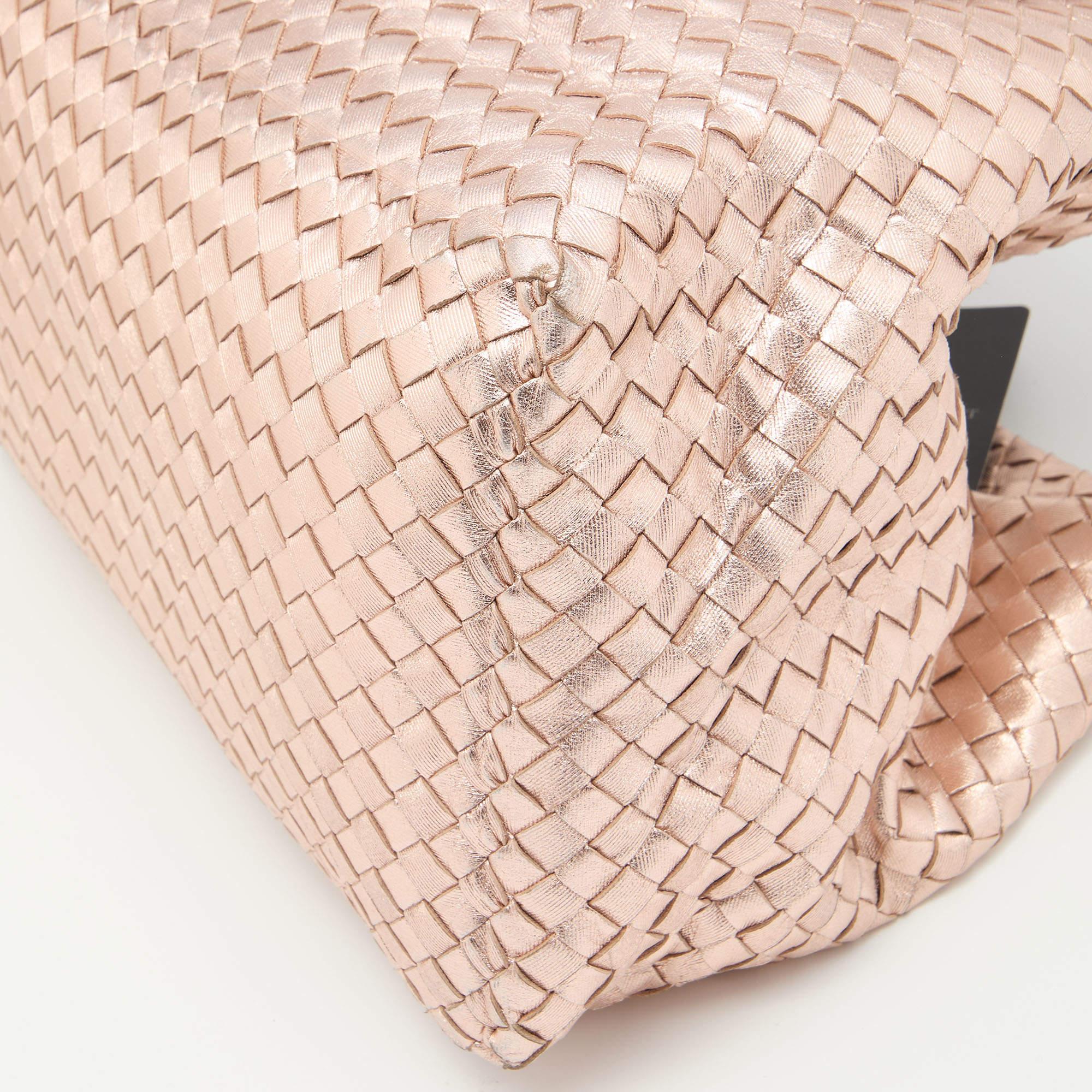 Bottega Veneta Metallic Rose Gold Intrecciato Leather Cesta Tote 5