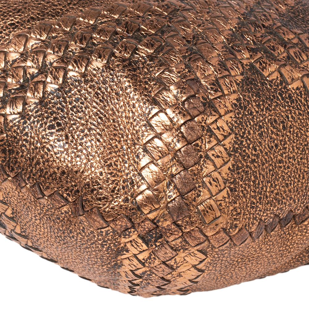 Bottega Veneta Metallic Rose Gold Leather Cervo Hobo 4