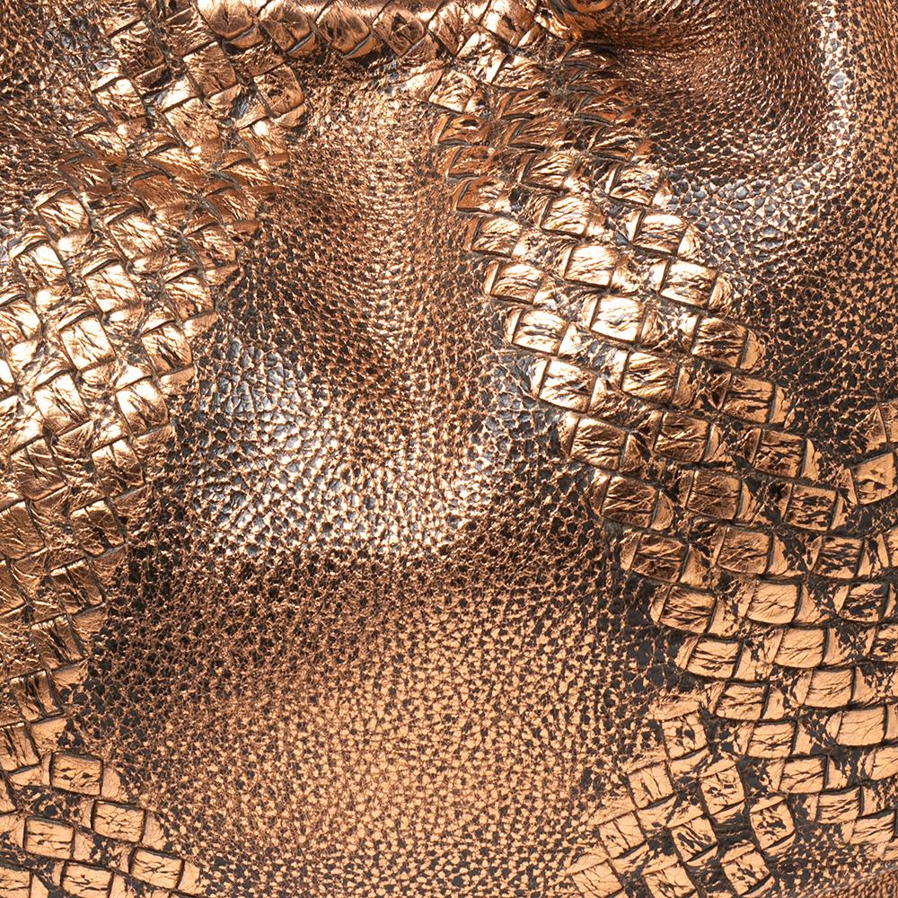 Women's Bottega Veneta Metallic Rose Gold Leather Cervo Hobo