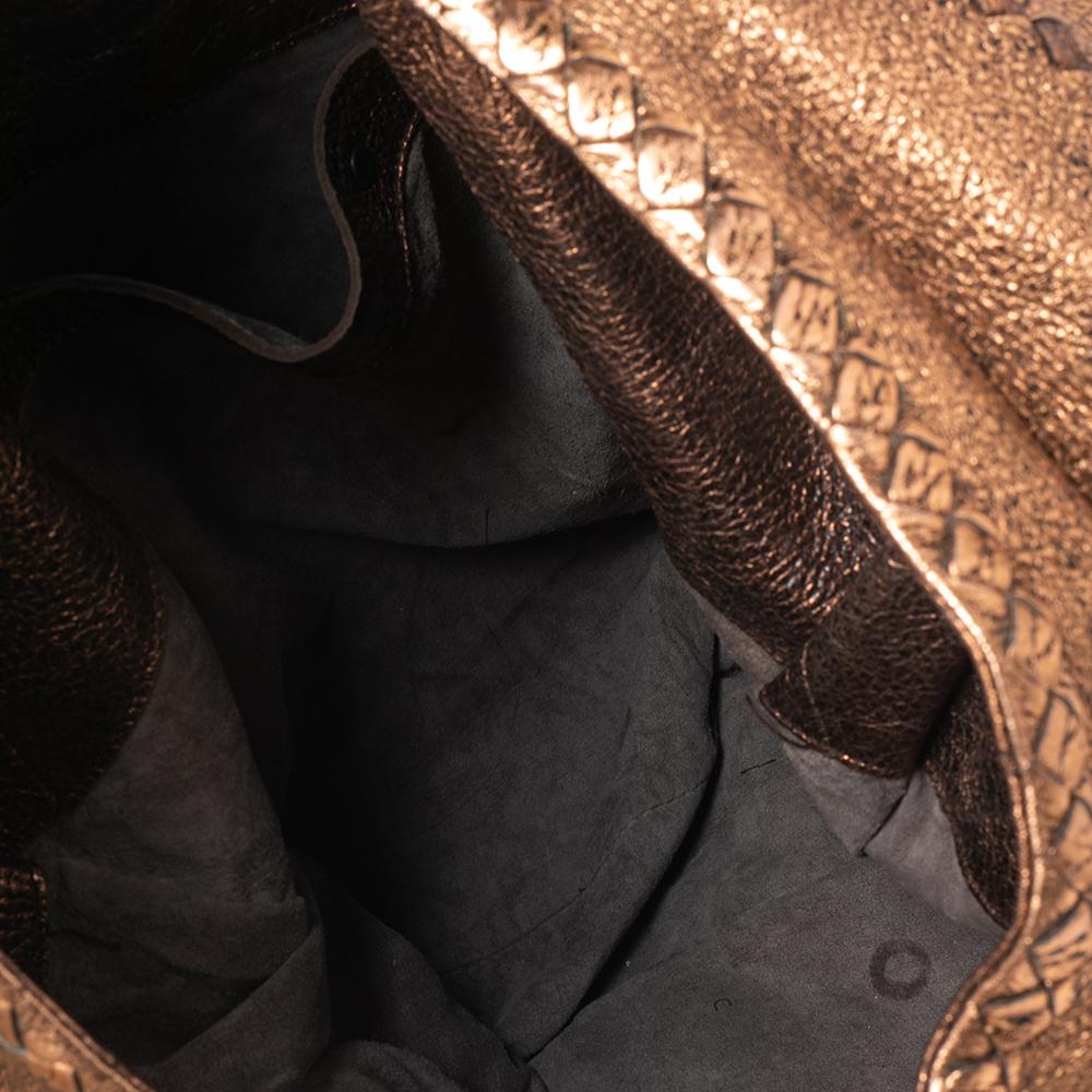 Bottega Veneta Metallic Rose Gold Leather Cervo Hobo 2