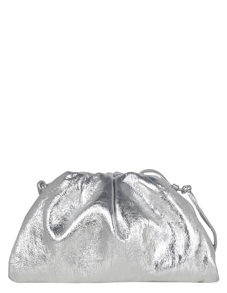 Bottega Veneta Metallic Silver Leather The Mini Pouch Crossbody Bag rt ...