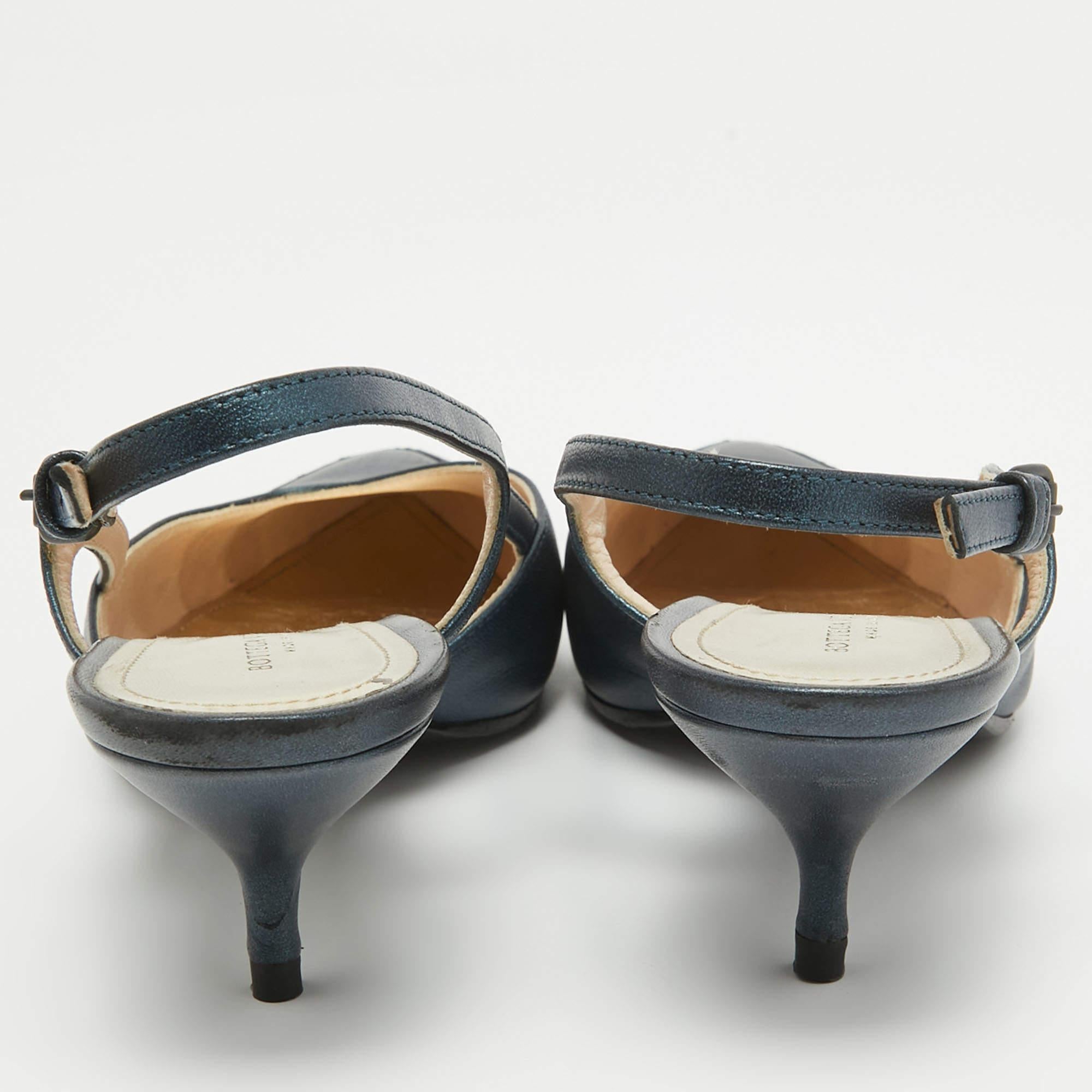 Women's Bottega Veneta Metallic Two Tone Leather Slingback Pumps Size 37