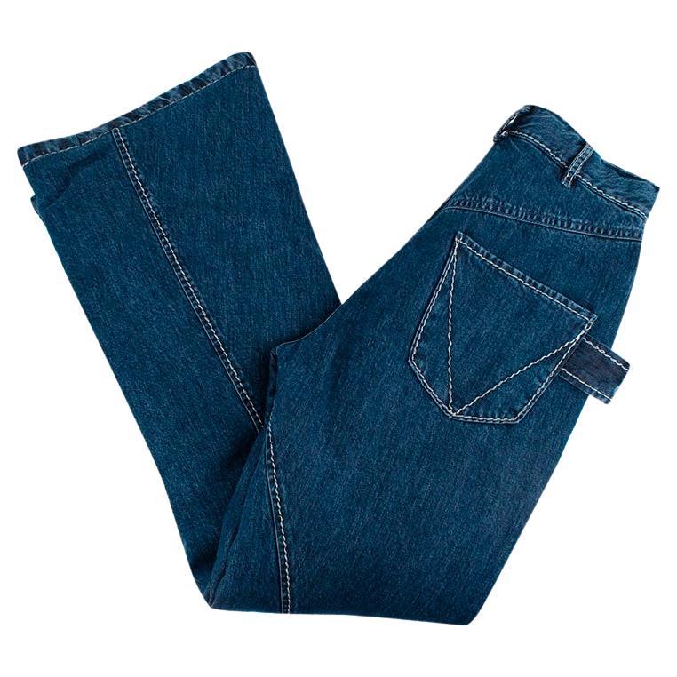 Bottega Veneta Mid-Wash Denim Quilted Flared Jeans - US 0-2 For Sale