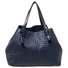 Bottega Veneta Midnight Blue Intrecciato Leather Large Cesta Tote