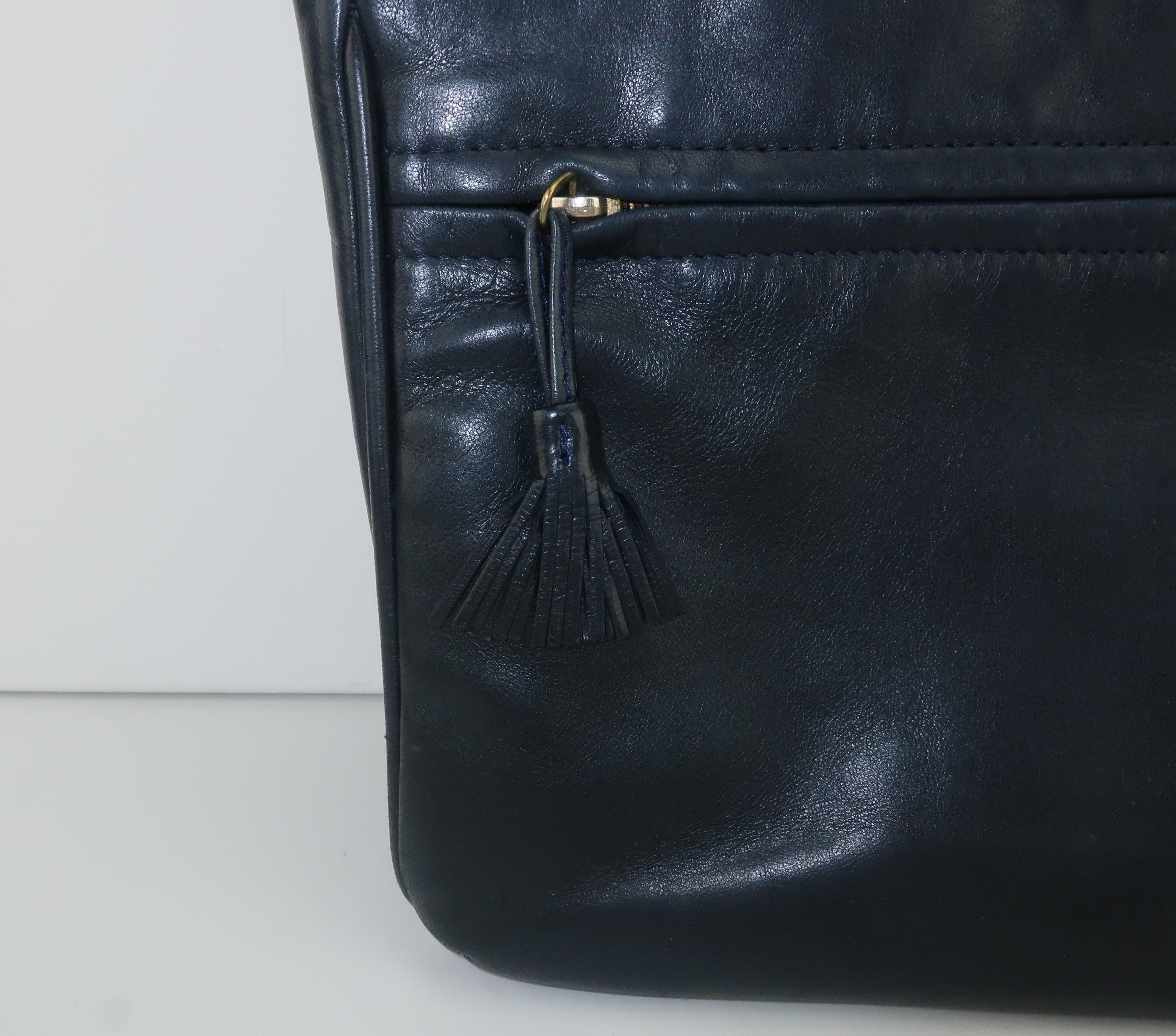 Bottega Veneta Midnight Blue Leather Intrecciato Clutch Handbag 5