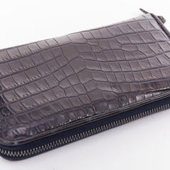 BOTTEGA VENETA midnight blue scaled leather zip around long wallet