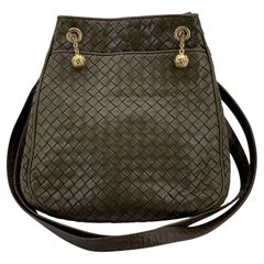 Bottega Veneta Military Green Woven Intrecciato Leather Shoulder Bag