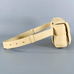 BOTTEGA VENETA Mini Cassette Tan Woven Leather Waist Bag