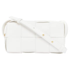 BOTTEGA VENETA Mini Cassette white lambskin Maxi Intrecciato crossbody bag