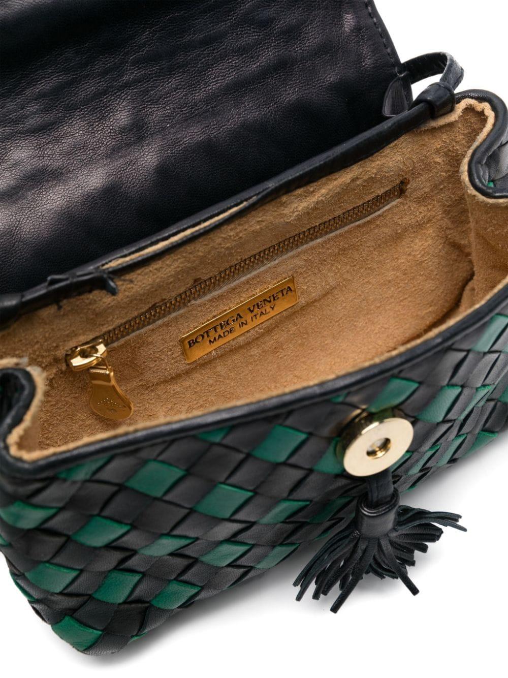 Women's Bottega Veneta Intrecciato Black & Green Mini Bag
