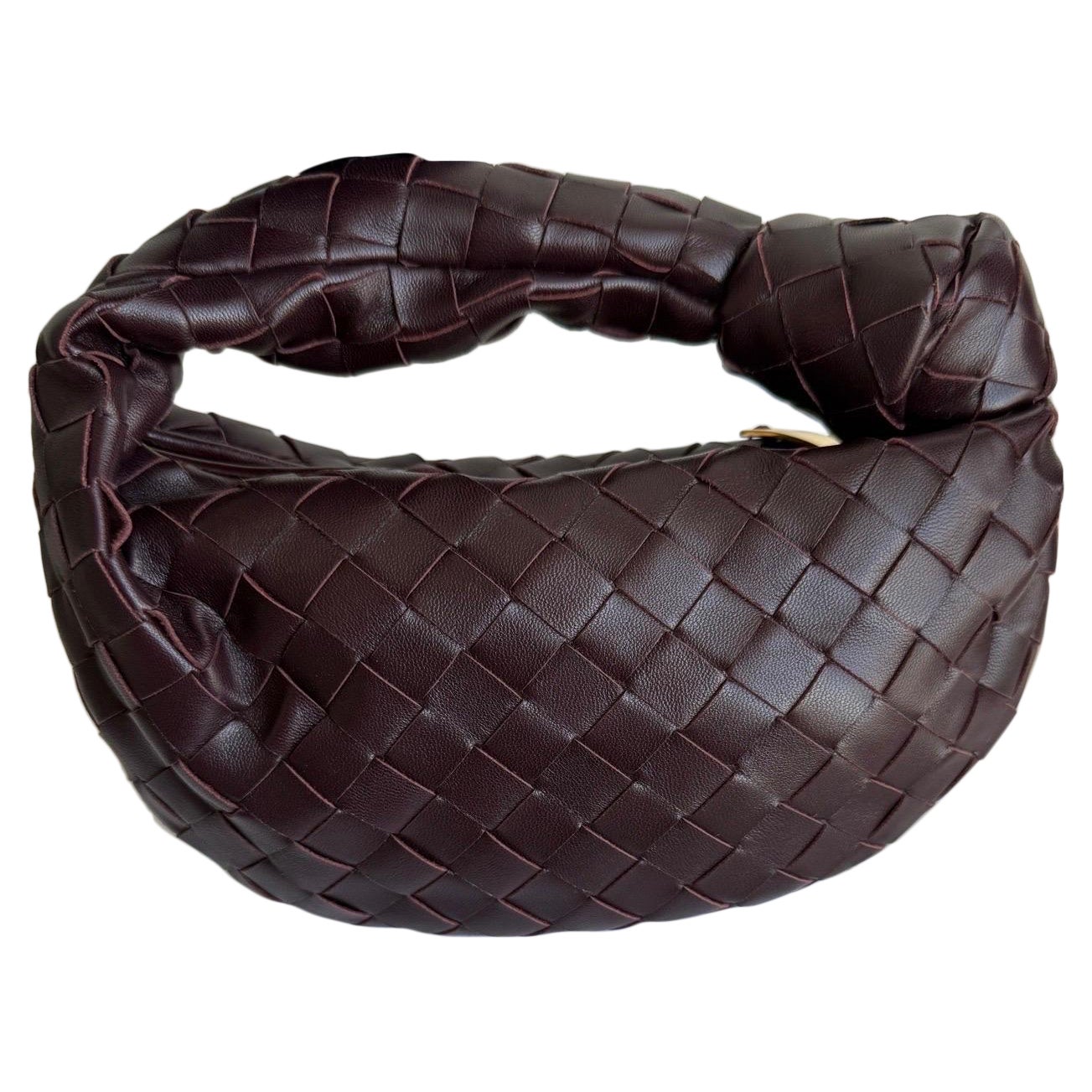 Bottega Veneta Mini Jodie Embrague de Piel Intrecciato Vino Borgoña Oscuro