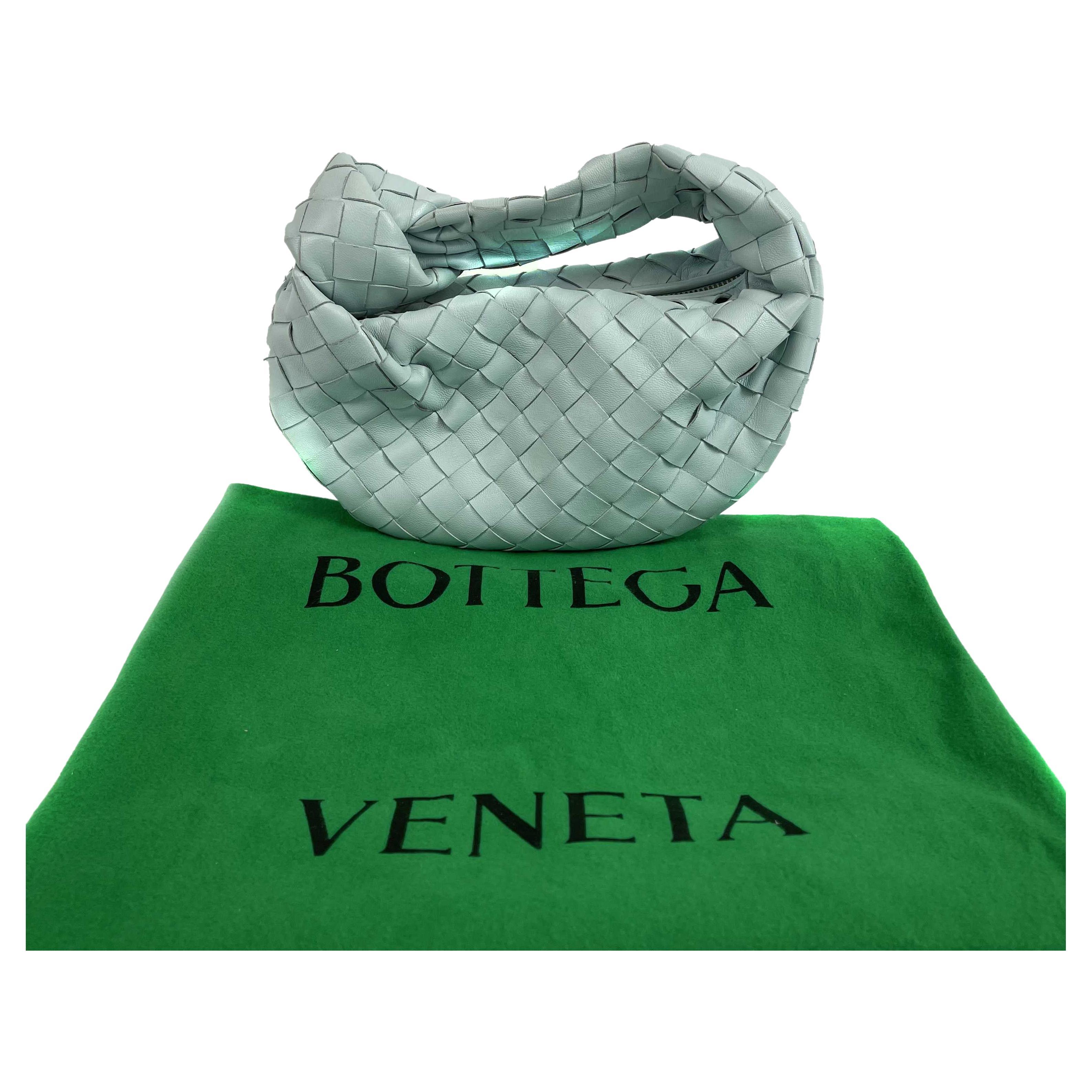 Bottega Veneta - Mini Jodie Knotted Leather Washed Teal Blue - Brand New For Sale