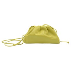 Bottega Veneta Mini Pouch Seagrass Green Leather Clutch Bag with Shoulder Strap