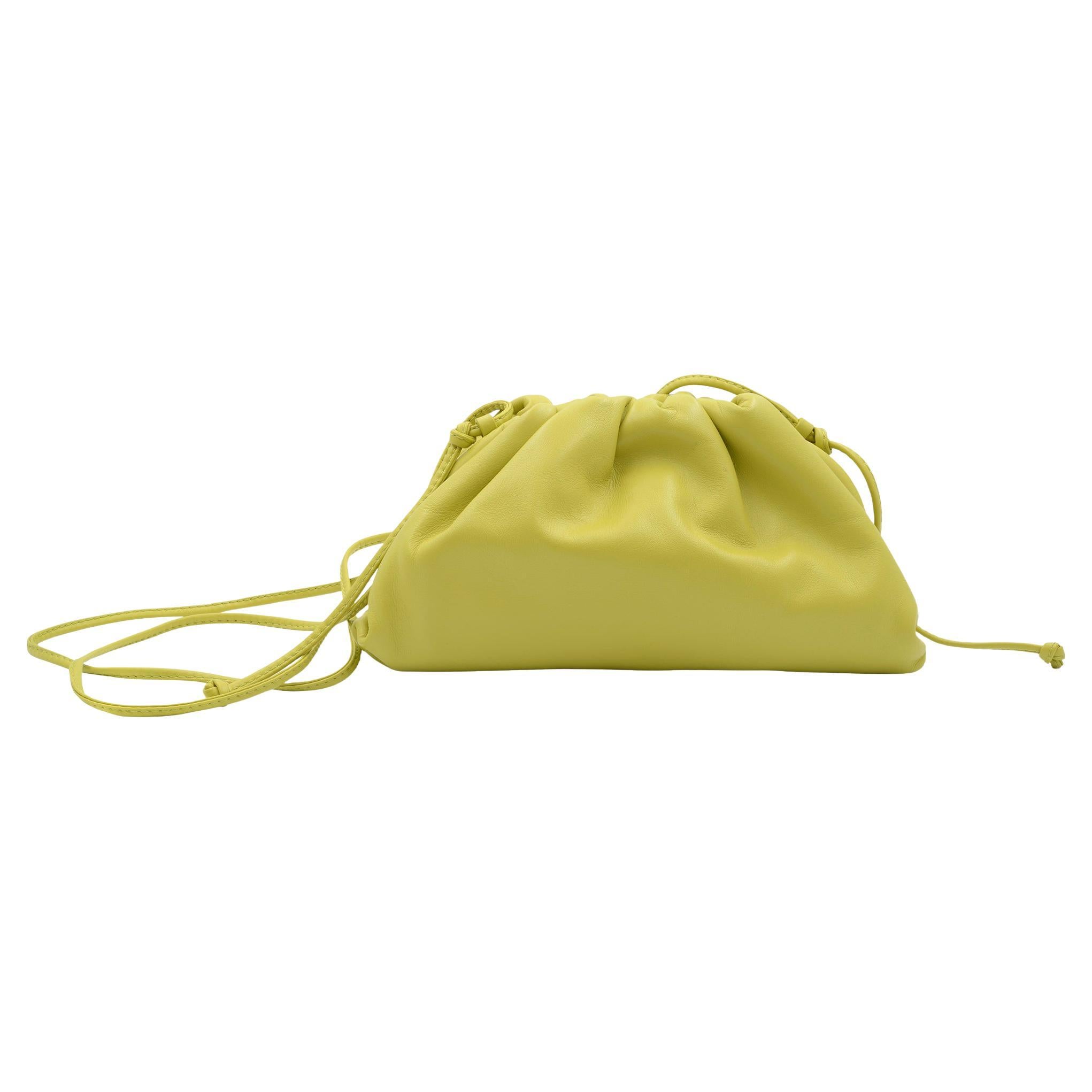 Bottega Veneta Mini Pouch Seagrass Green Leather Clutch Bag with