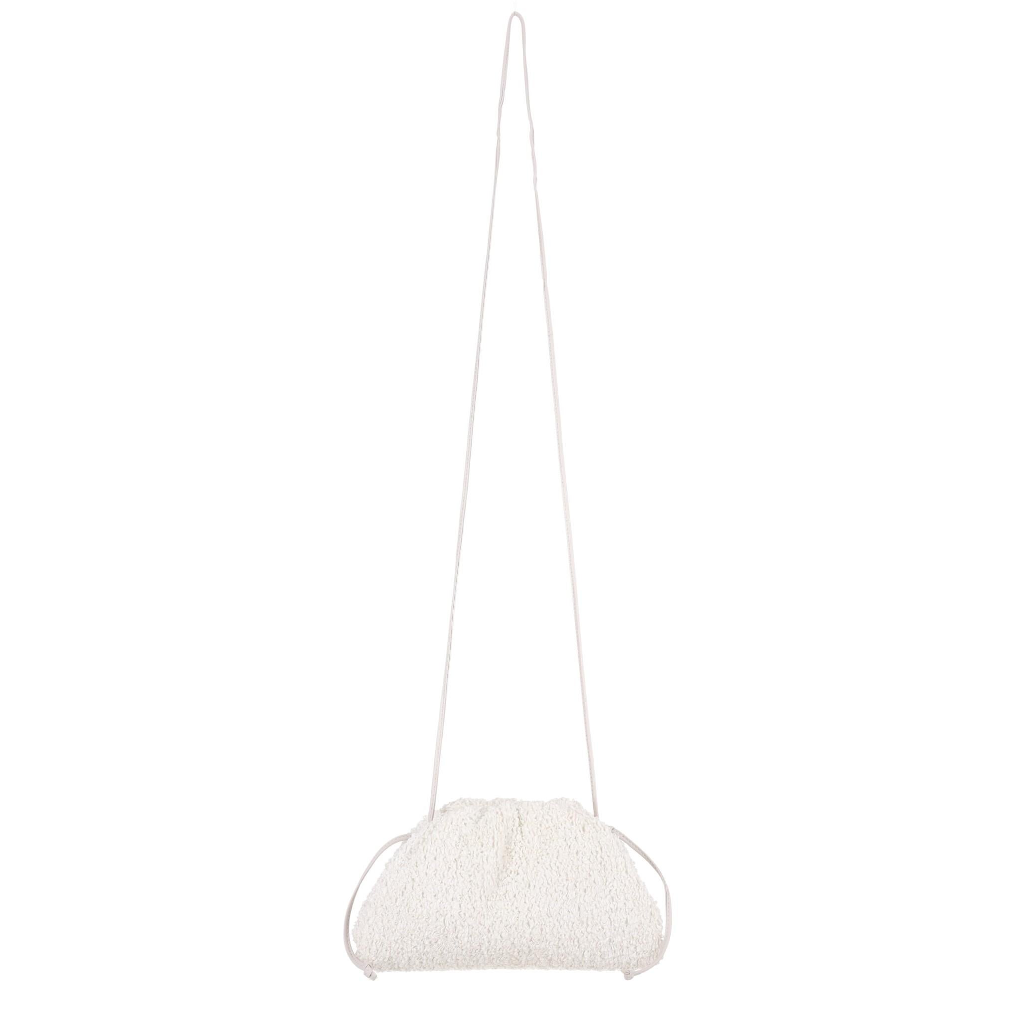 Bottega Veneta Mini Raffia Pouch Clutch Bag

Ivory clutch/crossbody bag crafted from curly-effect leather.

Detailed with long shoulder strap and top magnetic closure leading to smooth leather interior. Rrp £2,100

Size – Height 15cm, Width 27cm,