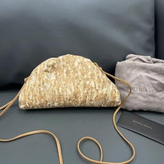 Bottega Veneta Mini The Pouch Cork Shoulder Clutch Crossbody Bag Beige