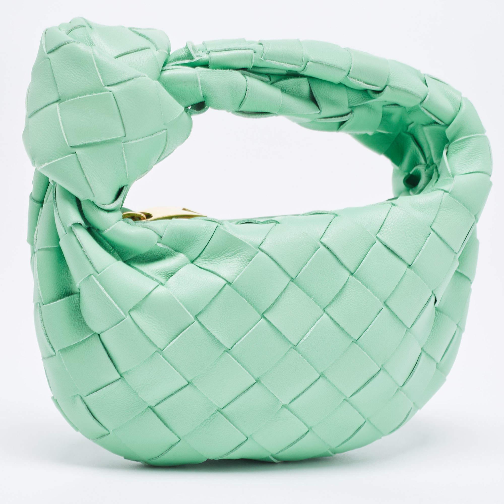 Women's Bottega Veneta Mint Green Intrecciato Leather Candy Jodie Bag