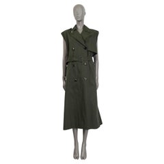 BOTTEGA VENETA moss green cotton BELTED SLEEVELESS TRENCH Coat Jacket 38 XS