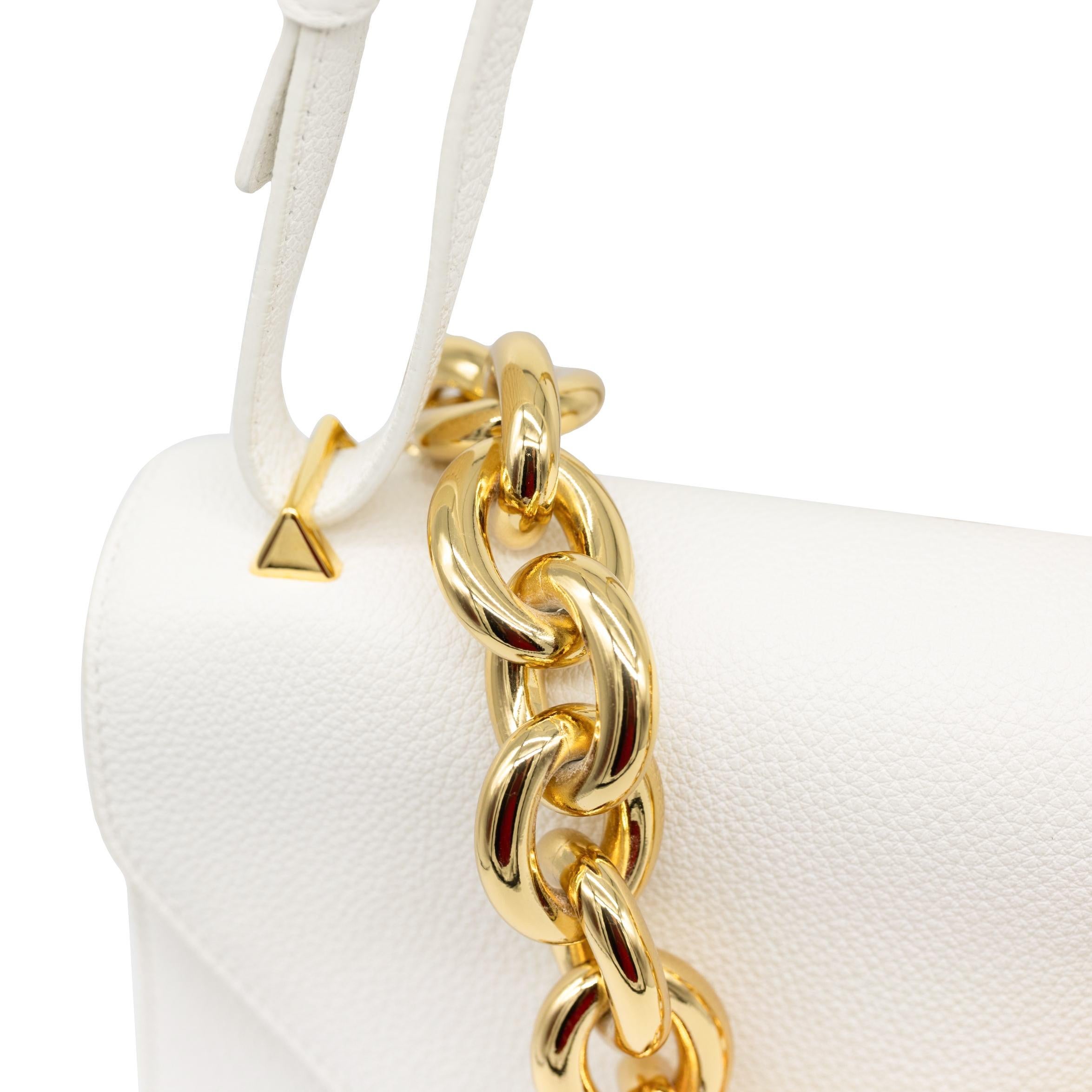 Bottega Veneta Umhängetasche mit montiertem Umschlag aus weißem Leder mit Griff oben für Damen oder Herren im Angebot