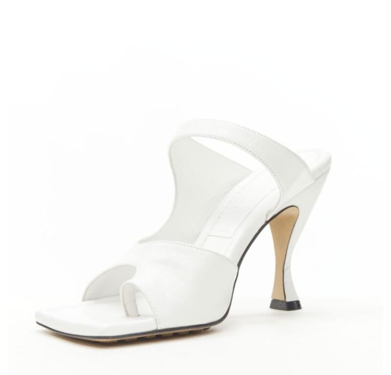 Women's BOTTEGA VENETA Mule 90 optic white crunch lux leather square toe sandal EU36