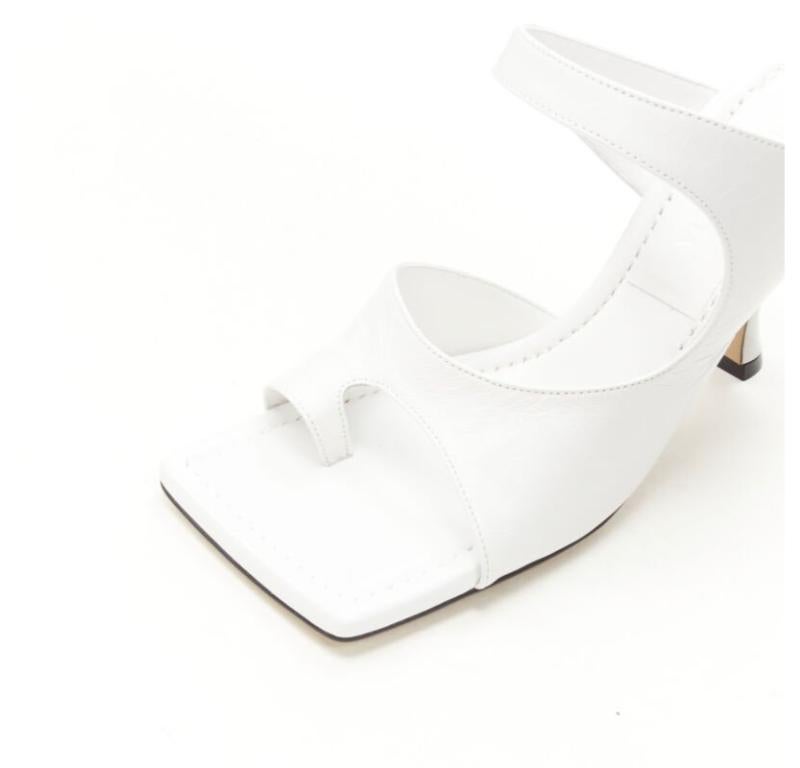 BOTTEGA VENETA Mule 90 optic white crunch lux leather square toe sandal EU36 3