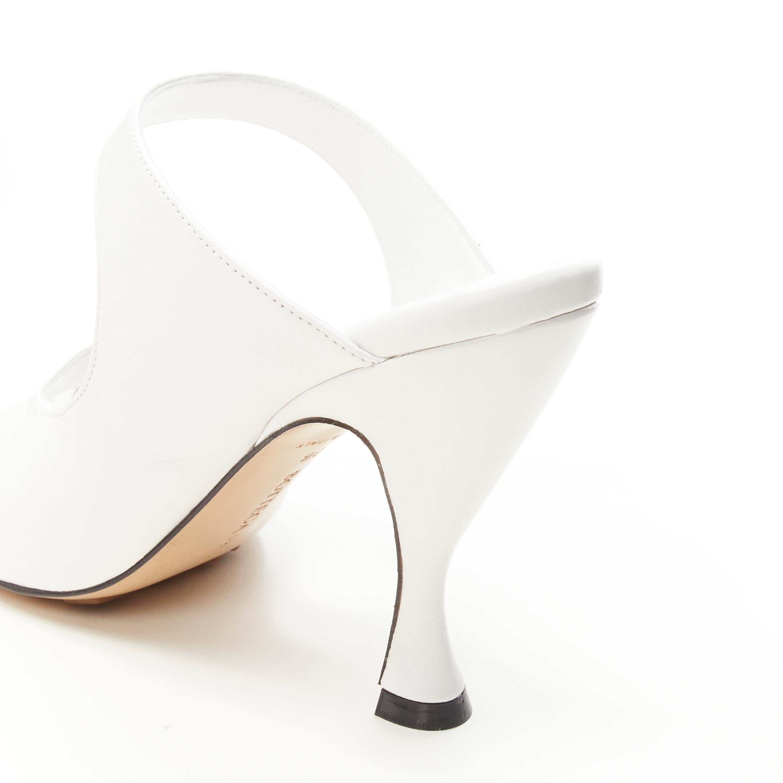 Women's BOTTEGA VENETA Mule 90 optic white crunch lux leather square toe sandal EU36 For Sale