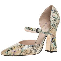 Bottega Veneta Multicolor Botanical Print Ayers Polignac Pumps Size 38.5