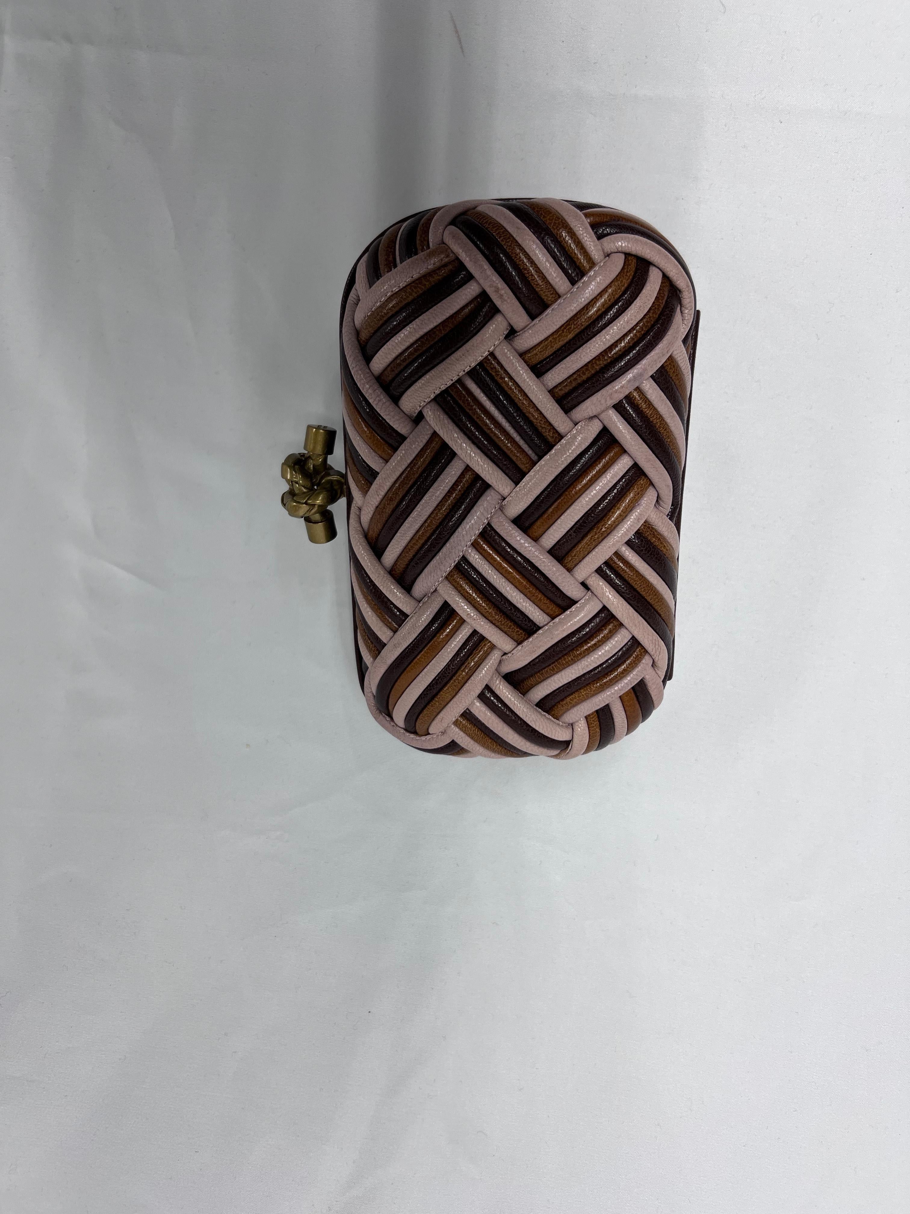 Black Bottega Veneta Multicolor Calabria Knot Clutch Bag For Sale