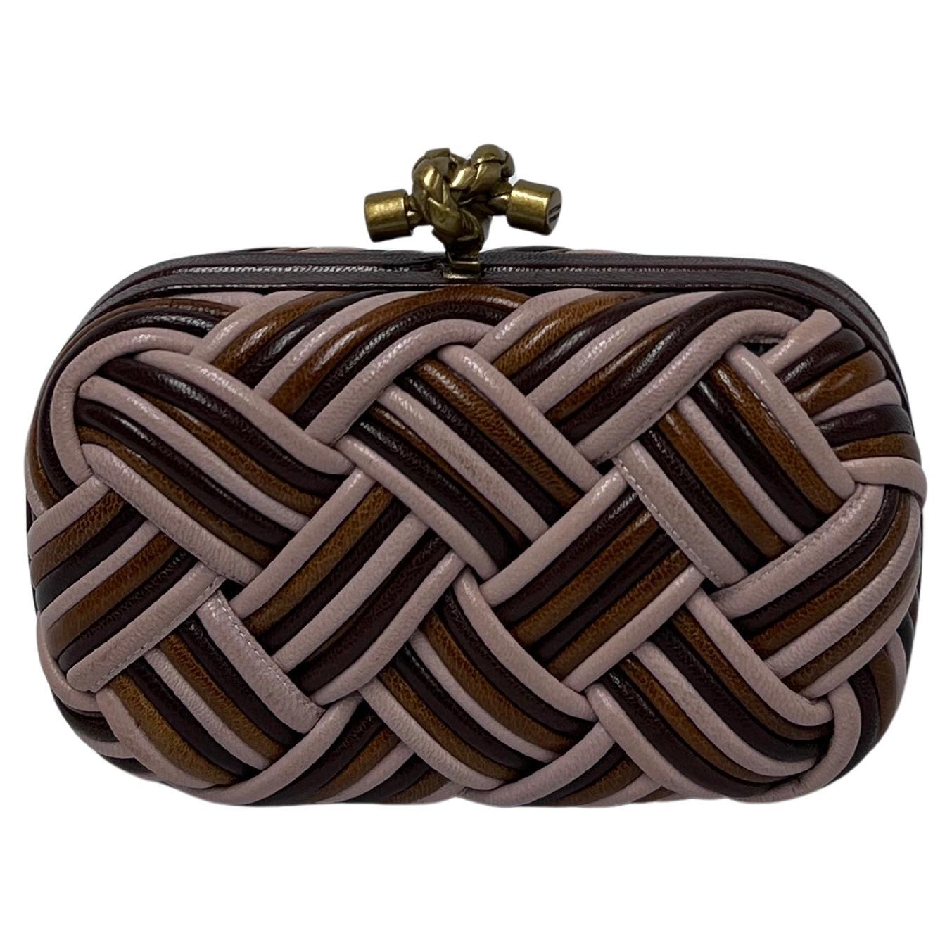 Bottega Veneta Multicolor Calabria Knot Clutch Bag For Sale