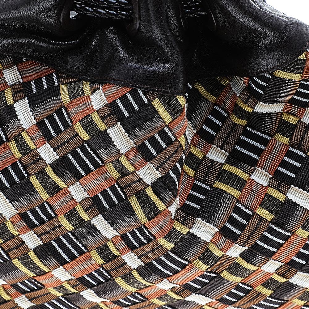 Bottega Veneta Multicolor Fabric And Leather Drawstring Shoulder Bag 2
