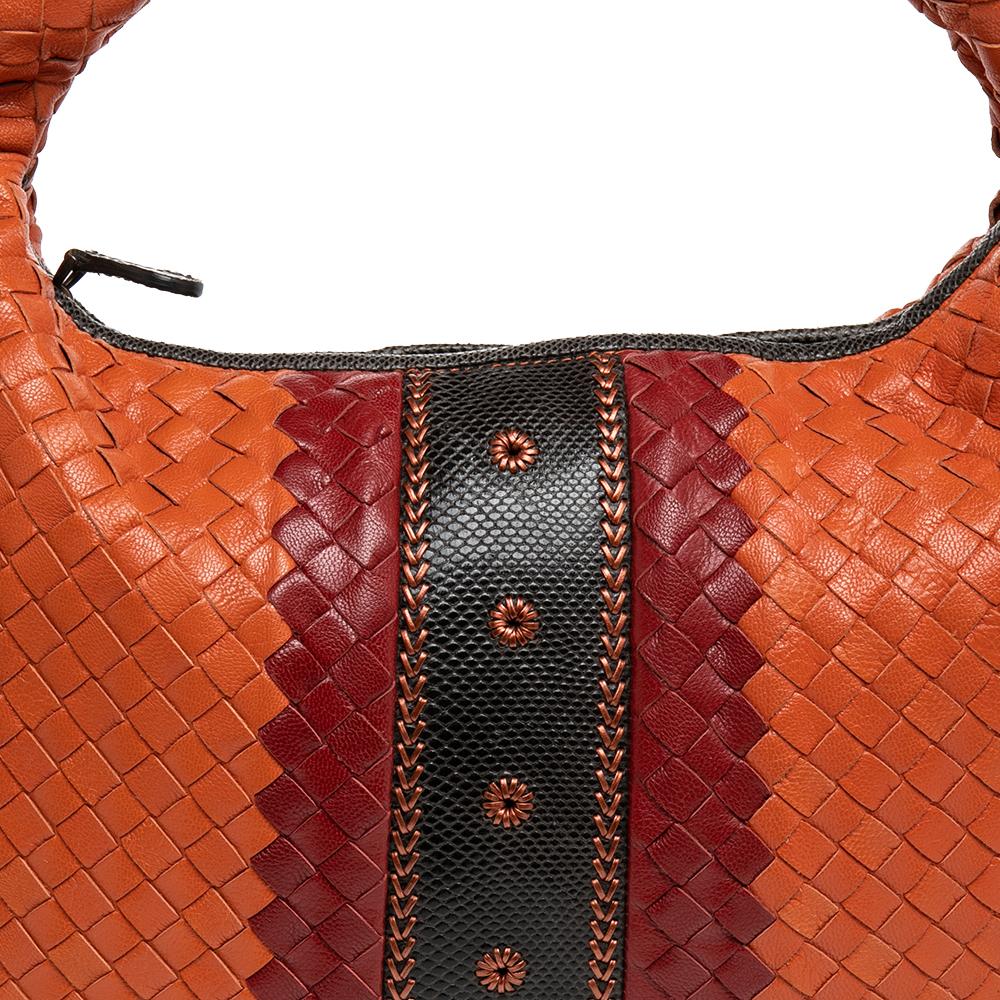 Bottega Veneta Multicolor Intrecciato Leather And Karung Trim Hobo Bag 5