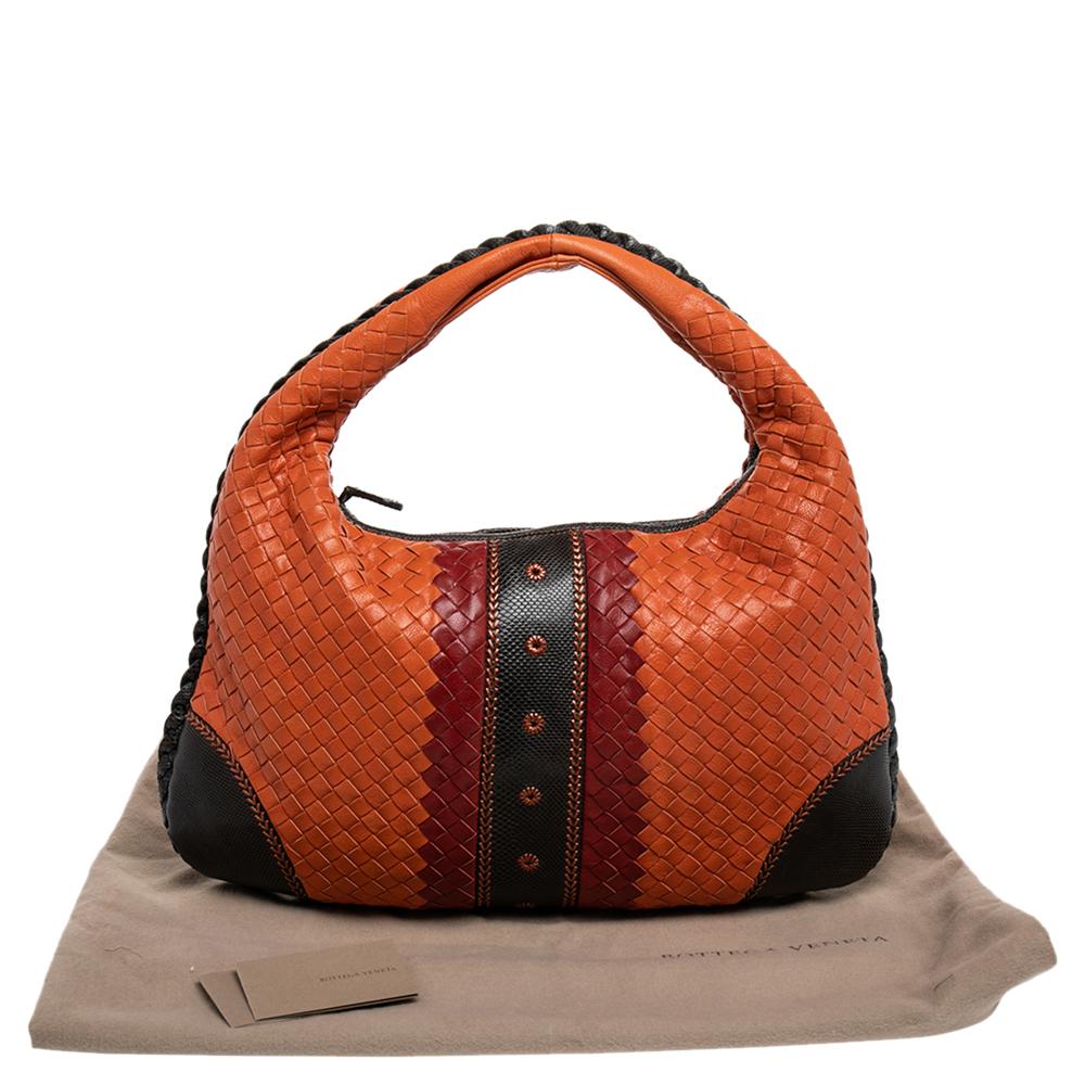 Bottega Veneta Multicolor Intrecciato Leather And Karung Trim Hobo Bag 6