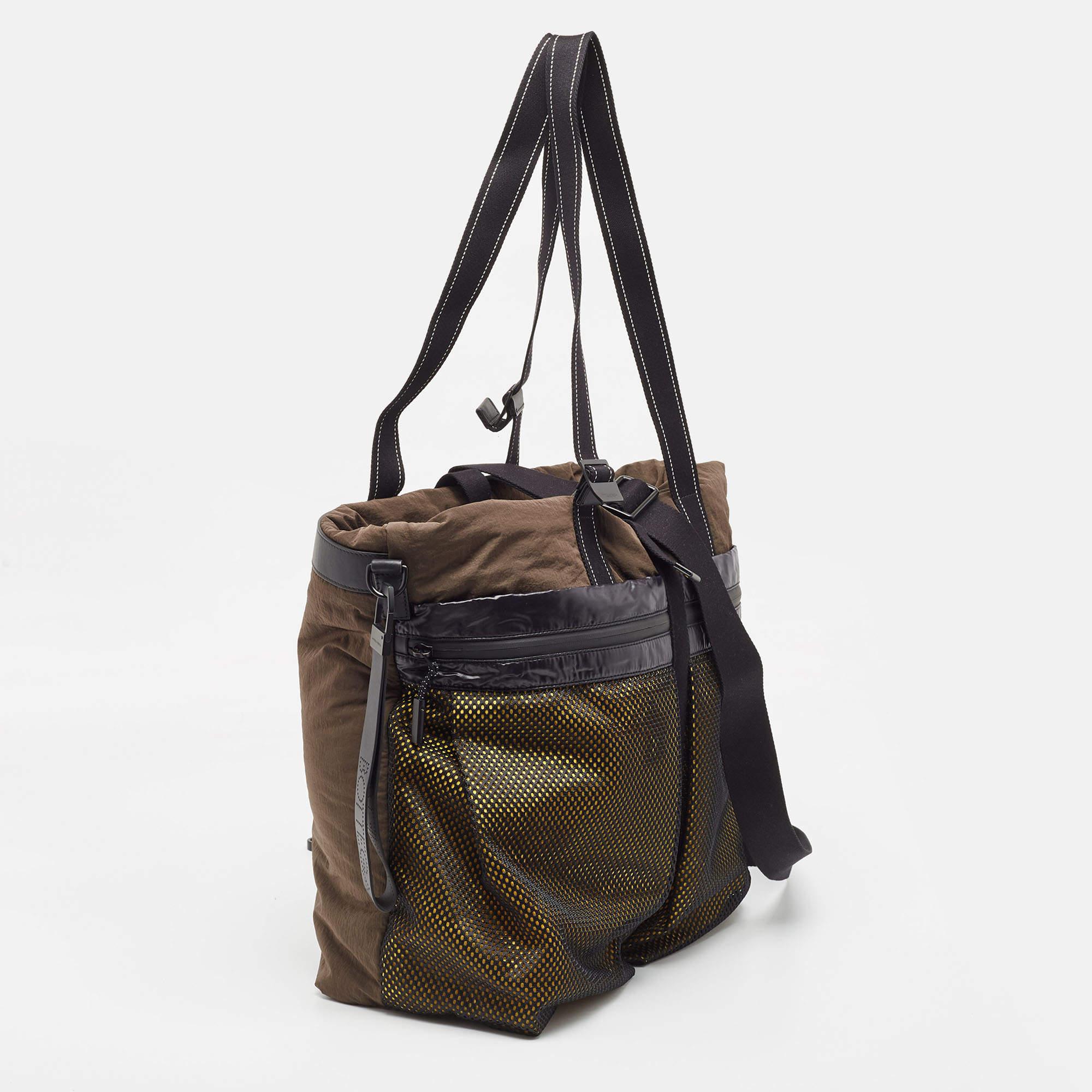 Black Bottega Veneta Multicolor Nylon Paper Touch Fold Over Tote