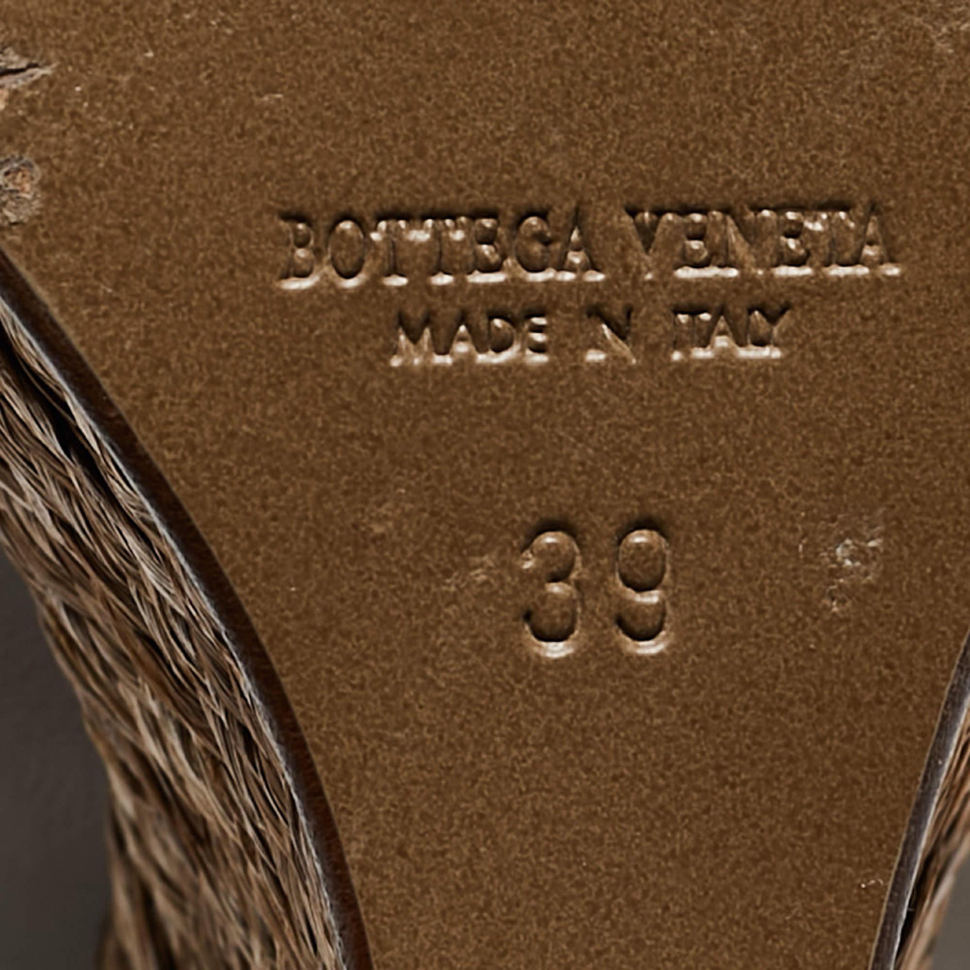 Bottega Veneta Multicolor Raffia Platform Ankle Wrap Wedge Sandals Size 39 For Sale 1