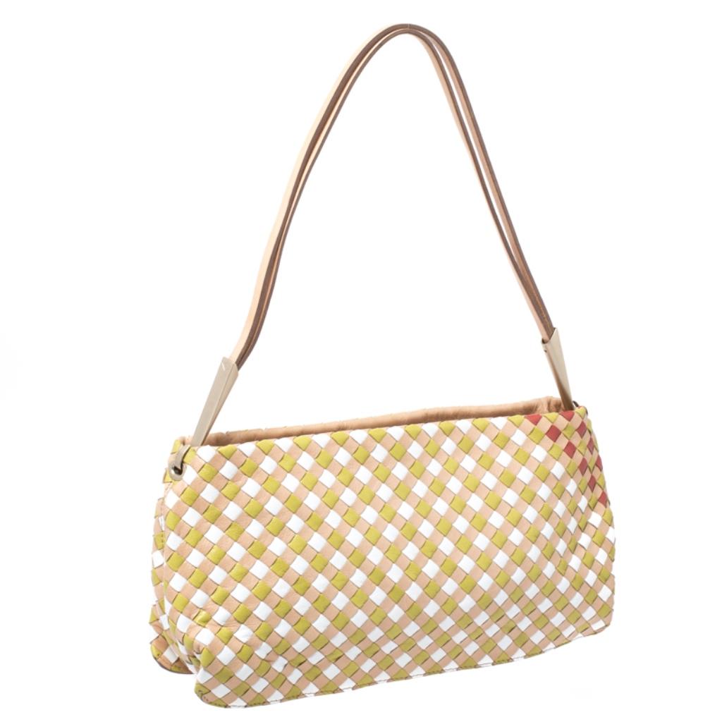 Bottega Veneta Multicolor Woven Leather Shoulder Bag In Good Condition In Dubai, Al Qouz 2