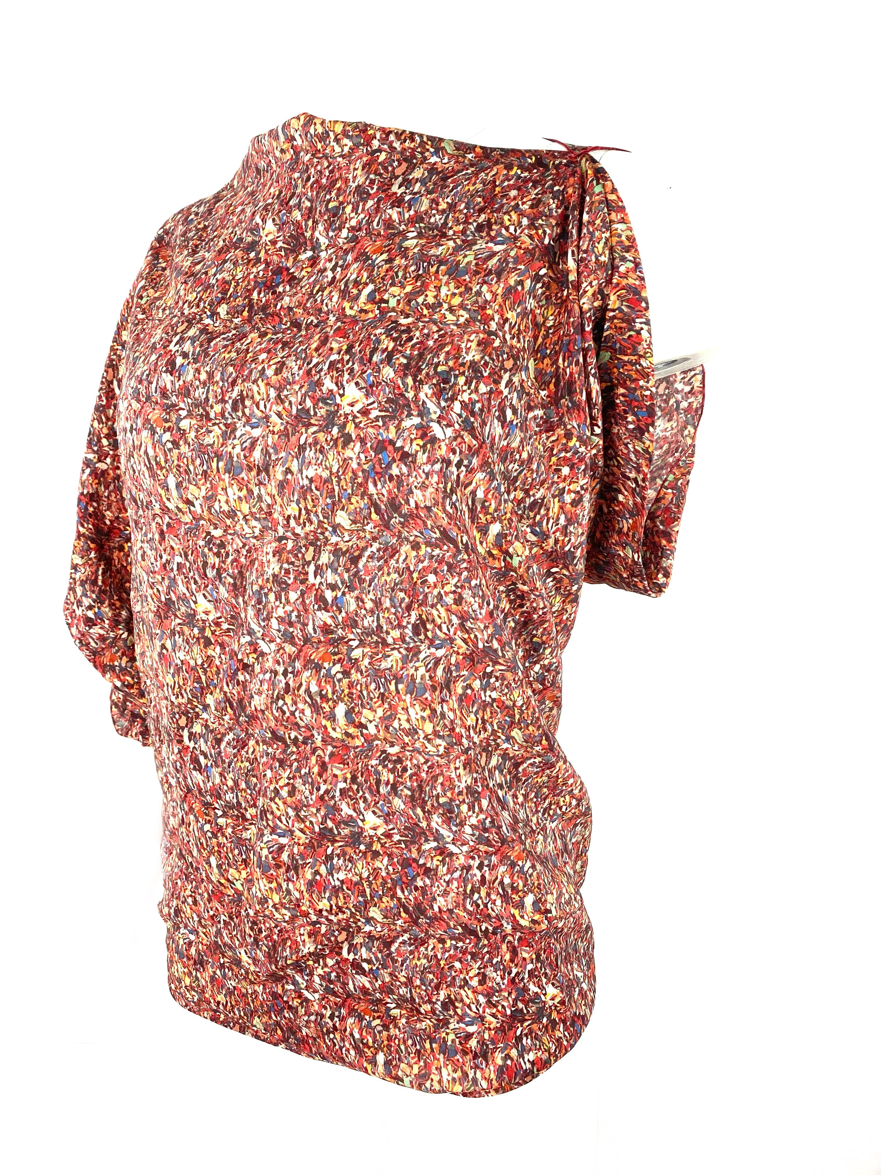 Women's Bottega Veneta Multicolored Short Sleeves Blouse Top, Size 38 For Sale