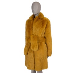 BOTTEGA VENETA mustard 2022 TOSCANA SHEARLING FUR WRAP Coat Jacket 34 XS