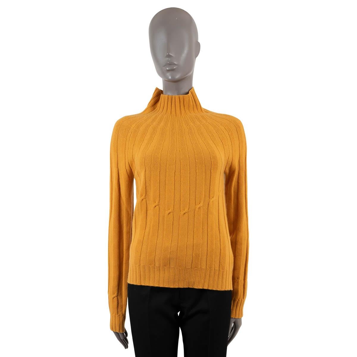 Orange BOTTEGA VENETA mustard cashmere 2016 SUN RAY MOCK NECK Sweater 40 S For Sale