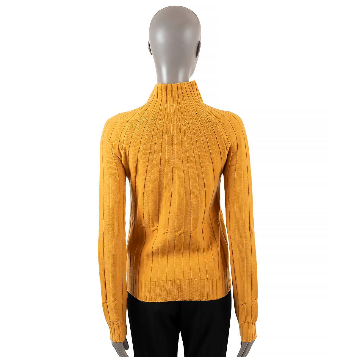 Women's BOTTEGA VENETA mustard cashmere 2016 SUN RAY MOCK NECK Sweater 40 S For Sale