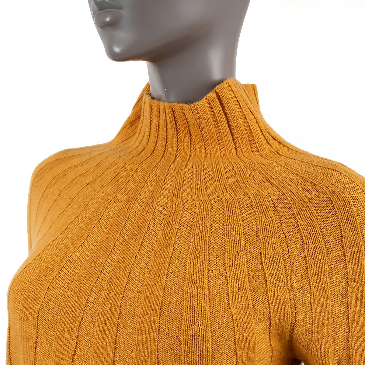 BOTTEGA VENETA mustard cashmere 2016 SUN RAY MOCK NECK Sweater 40 S For Sale 1
