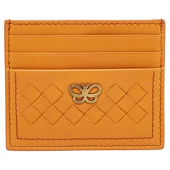 Bottega Veneta Mustard Intrecciato Leather Butterfly Card Holder