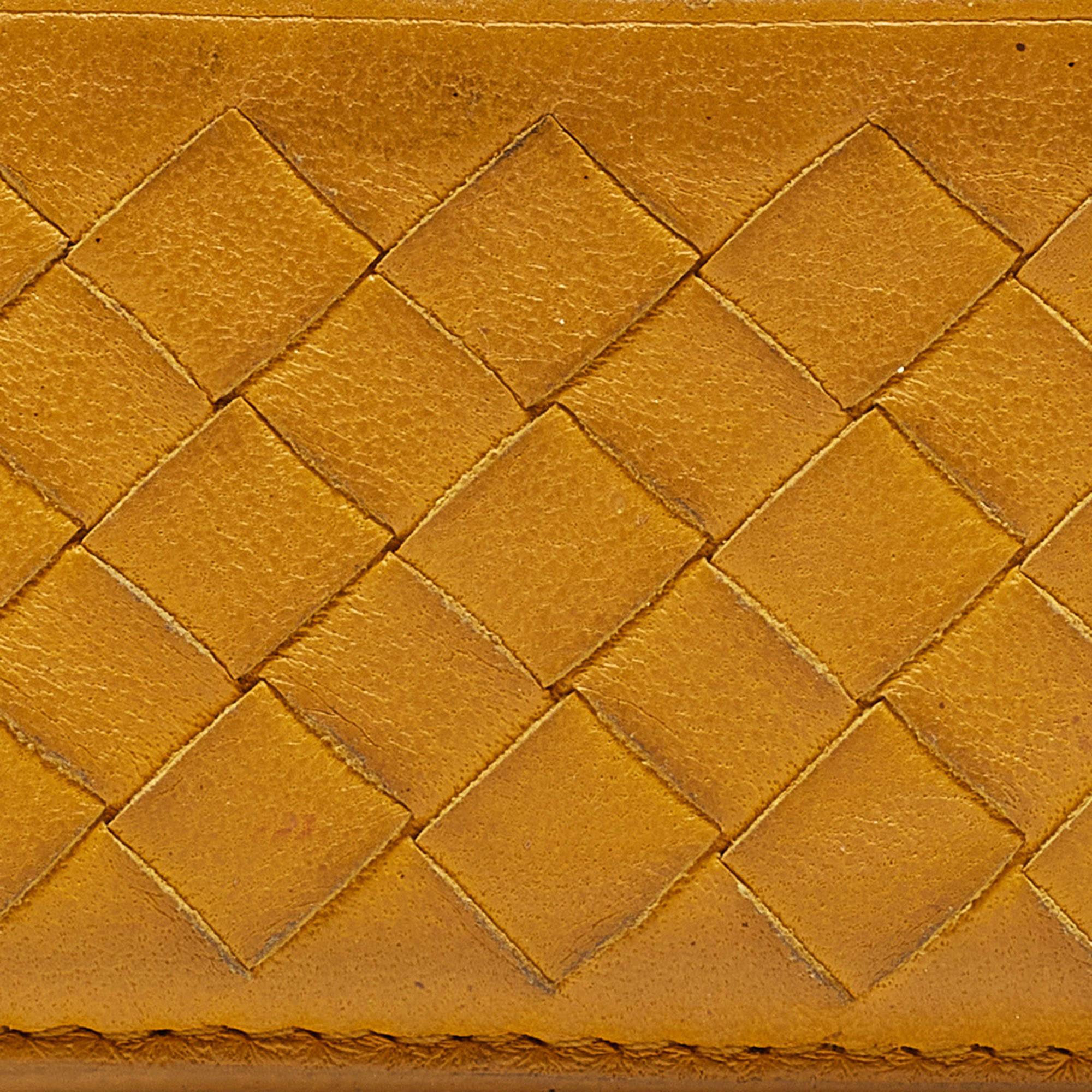 Bottega Veneta Mustard Intrecciato Leather Card Holder 1