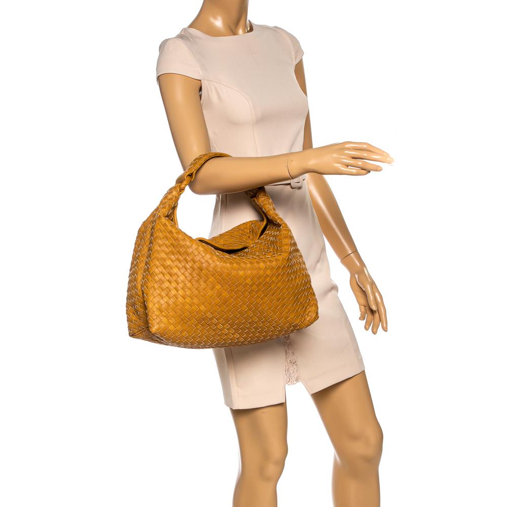Bottega Veneta Senfgelbe Intrecciato Leder Sloane Hobo (Braun)