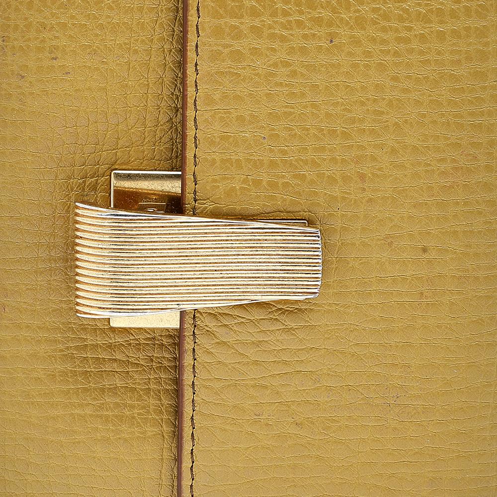 Brown Bottega Veneta Mustard Leather Decorative Clasp Wallet