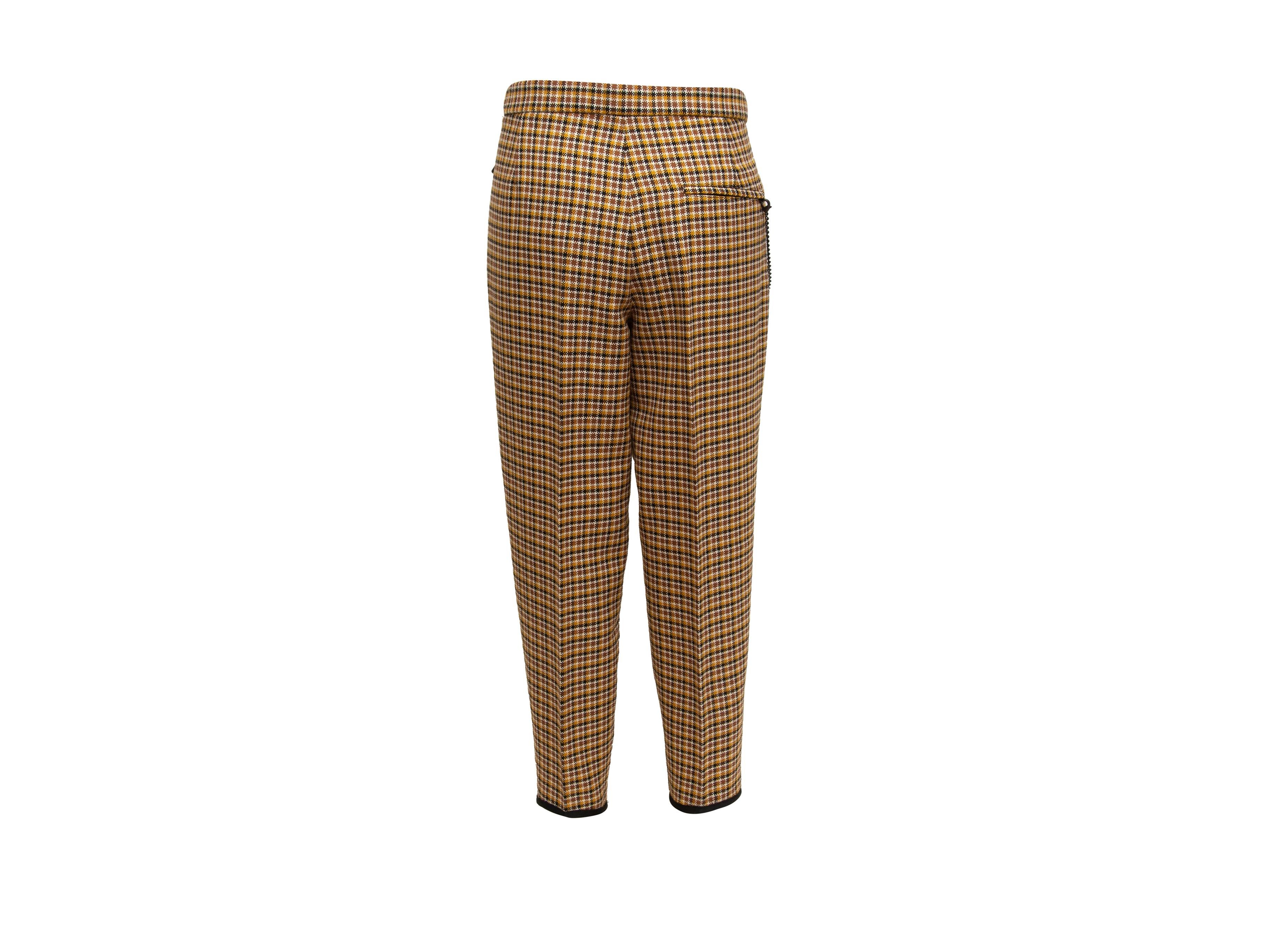 Bottega Veneta Mustard & Multicolor Wool Plaid Trousers In Excellent Condition In New York, NY