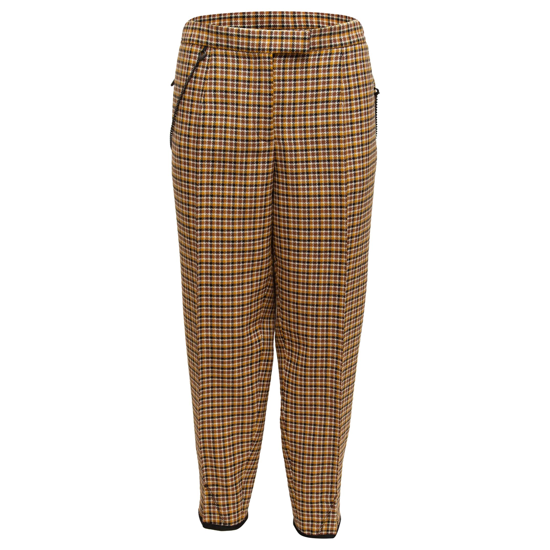 Bottega Veneta Mustard & Multicolor Wool Plaid Trousers